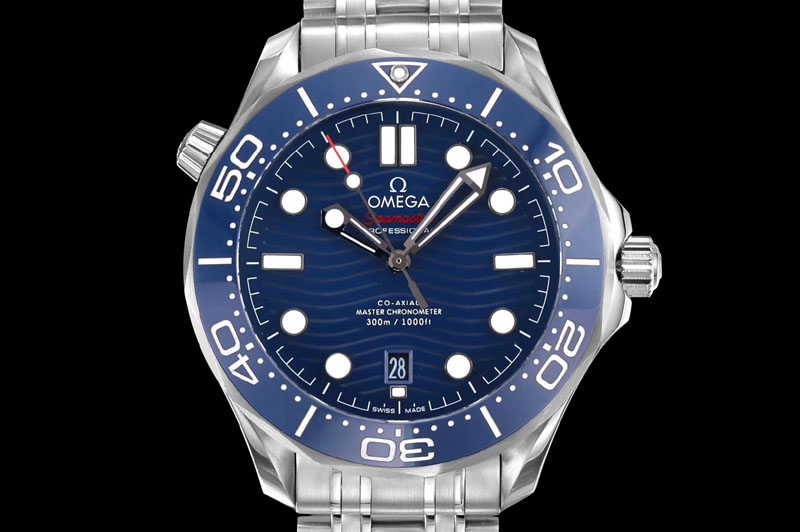 Omega Seamaster Diver 300M OM Best Edition Blue Ceramic Blue Dial on SS Bracelet A8800