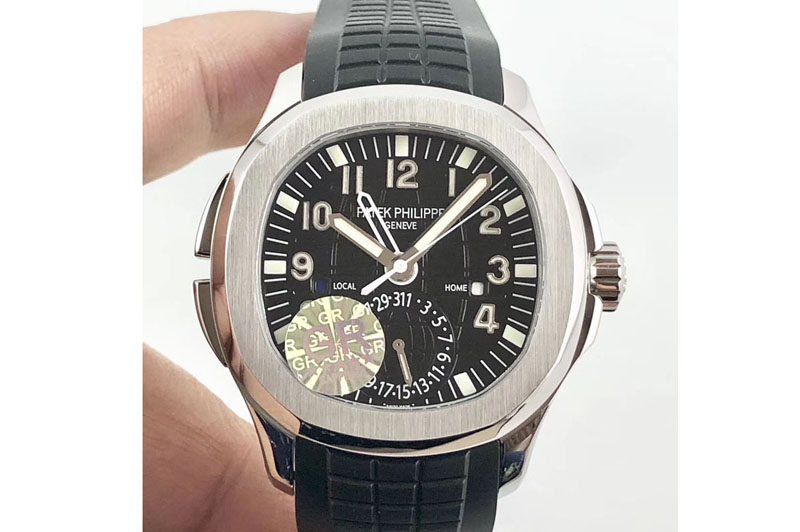 Patek Philippe Aquanaut 5164A SS GRF Best Edition Black Dial on Black Rubber Strap A324