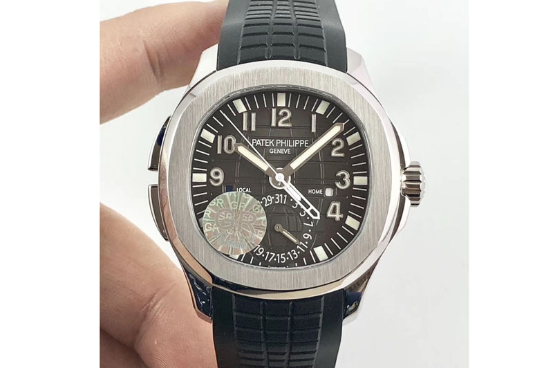 Patek Philippe Aquanaut 5164A SS GRF Best Edition Brown Dial on Black Rubber Strap A324