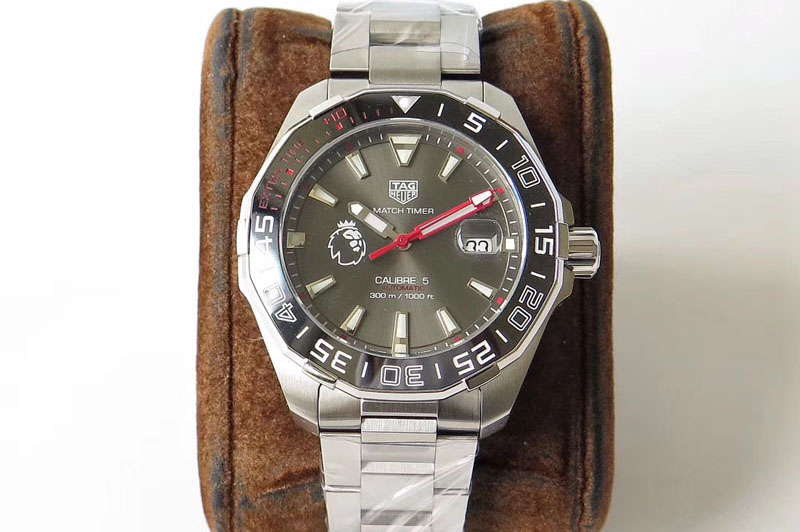 Tag Heuer Aquaracer Calibre 43mm Timekeeper Ceramic Bezel SS GSF 1:1 Best Edition Gray Dial on SS Bracelet A2824