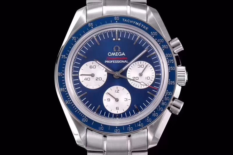 Omega Speedmaster SS “Speedy Tuesday” OMF Best Edition Blue Dial on SS Bracelet Manual Winding Chrono Movement