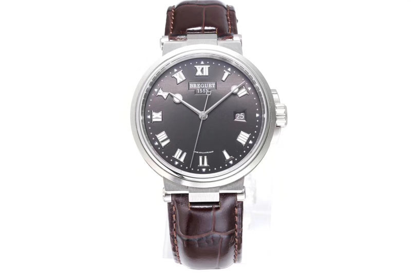 Breguet Marine 5517 SS V9F 1:1 Best Edition Brown Dial on Brown Leather Strap A23J