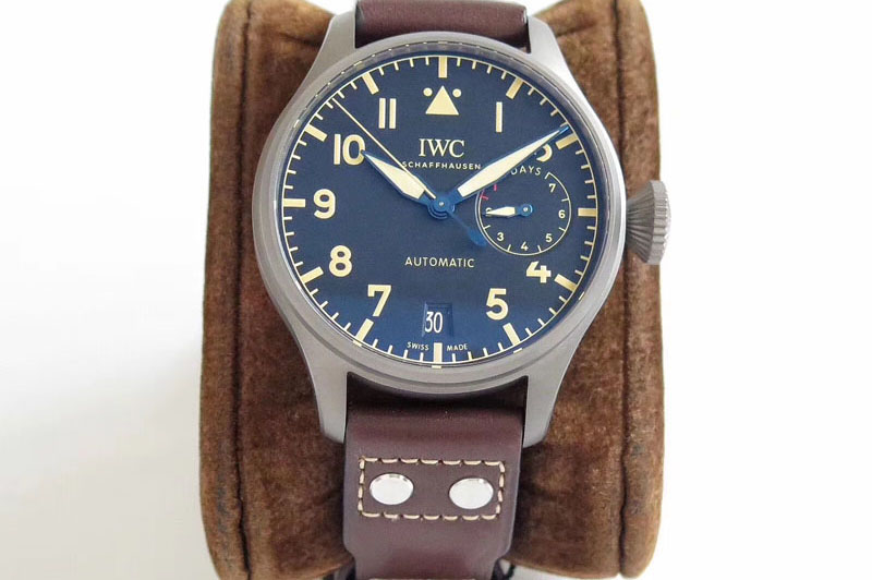 IWC Big Pilot IW510301 Satin-polished SS YLF Best Edition Black Dial on Black Leather Strap A521111