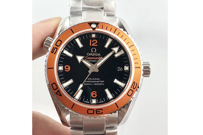 Omega Planet Ocean Professional Orange Bezel 42mm VSF 1:1 Best Edition Black Dial on SS Bracelet VS8500