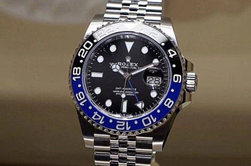 Rolex GMT-Master II 126710 Black/Blue Ceramic Bezel 904L SS GMF Best Edition Black Dial on 904L Jubilee Bracelet A2836