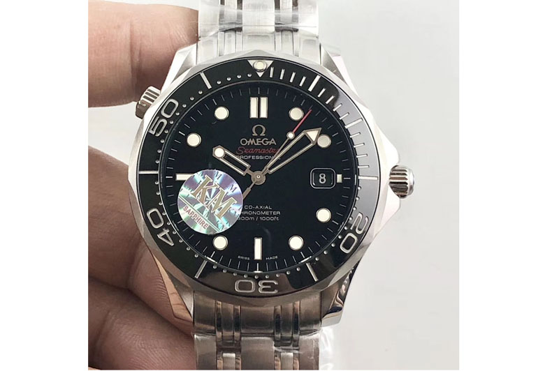 Omega Seamaster 300M Chronometer SS KM 1:1 Best Edition Ceramic Bezel Black Dial on SS Bracelet A2500