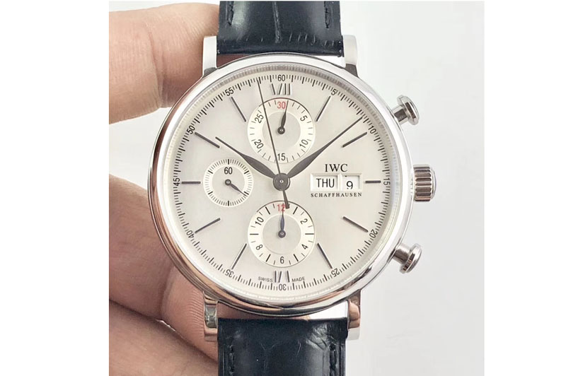 IWC Portofino IW391001 SS ZK 1:1 Best Edition White Dial Silver Markers on leather strap A7750