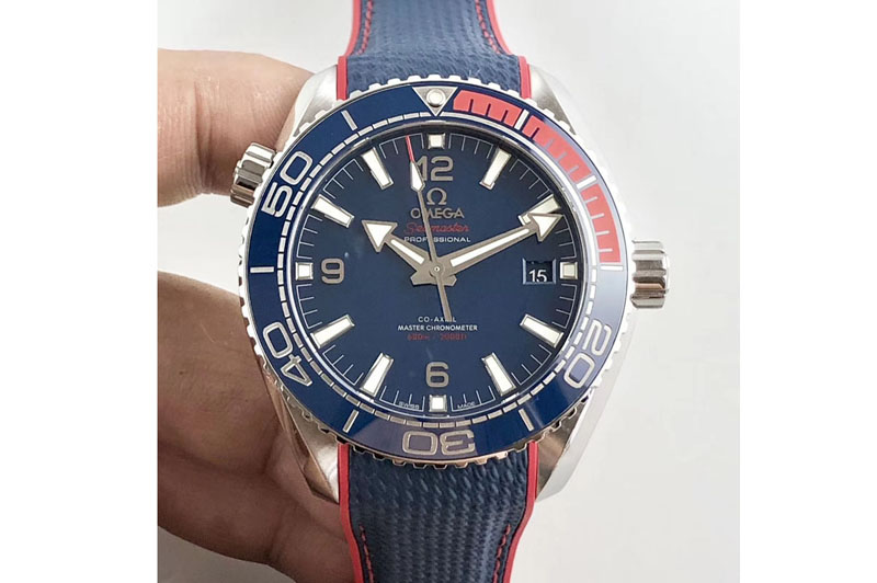 Omega Planet Ocean 43.5mm "Pyeongchang 2018" VSF 1:1 Best Edition Blue Dial on Blue Nylon Strap A8900 Super Clone