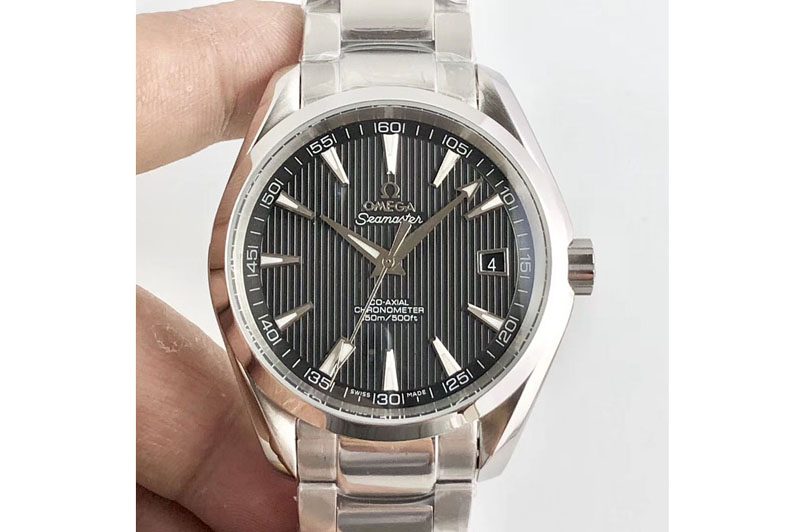Omega Aqua Terra 150M SS TW 1:1 Best Edition Gray Textured Dial Silver Markers on SS Bracelet A8500 Super Clone