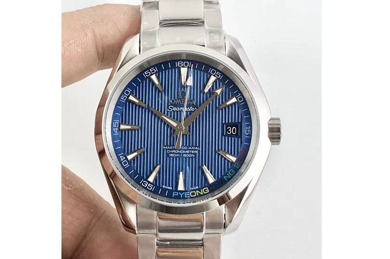 Omega Aqua Terra 150M Pyeong SS TW 1:1 Best Edition Blue Textured Dial Silver Markers on SS Bracelet A8500 Super Clone