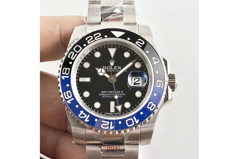 Rolex GMT Master II 116710 Real Black/Blue Ceramic Bezel 904L SS DJF Best Edition Blue Dial on 904L Oyster Bracelet A2836