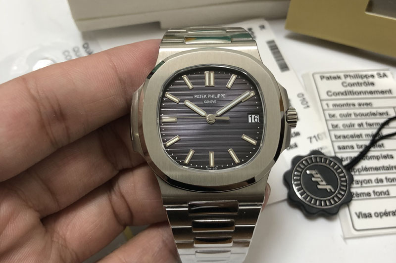 Patek Philippe Nautilus Jumbo 5711 Super Replication PPF 1:1 Best Edition Gray Textured Dial on SS Bracelet PPF324