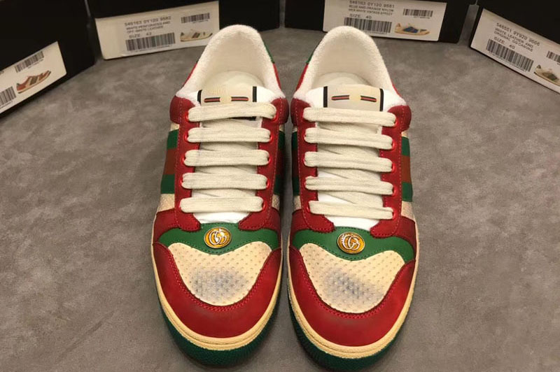 Gucci ‎546163 Screener leather sneaker Red and white leather