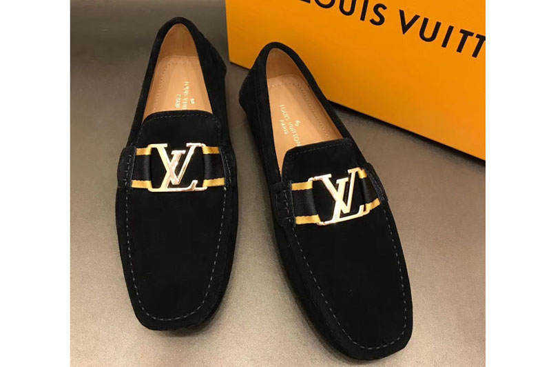 Louis Vuitton LV Monte Carlo Moccasin Shoes Black Suede Leather