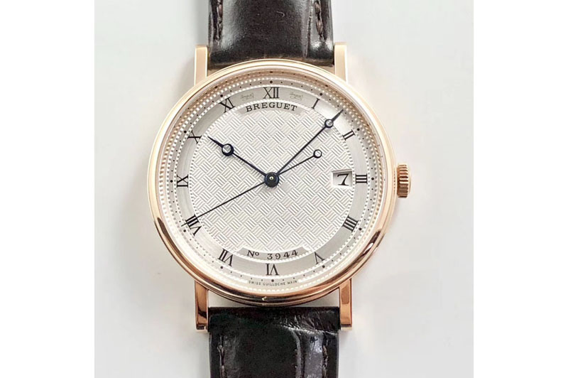Breguet Classique Auto 5177 RG 3944 FK V3 1:1 Best Edition White Dial Numeral Markers On Brown Leather A777Q
