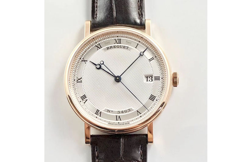Breguet Classique Auto 5177 RG 3463 FK V3 1:1 Best Edition White Dial Numeral Markers On Brown Leather A777Q