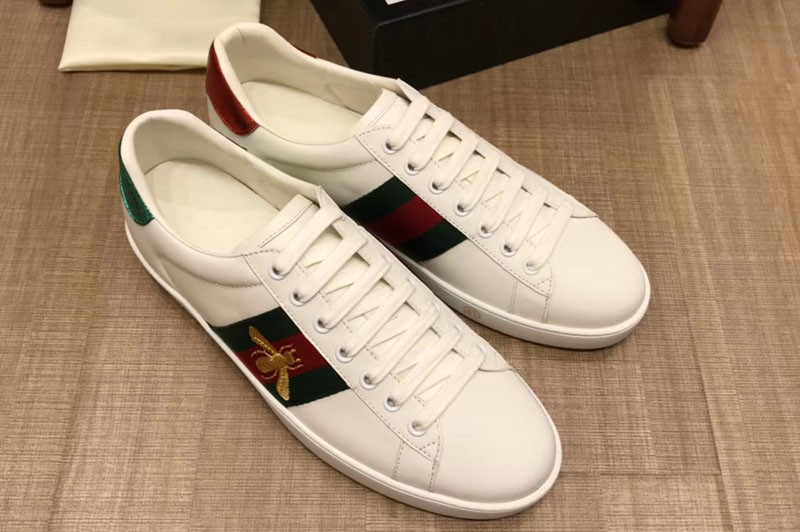 Gucci ‎429446 Ace embroidered sneaker With Bee White Leather Mens and Women Size