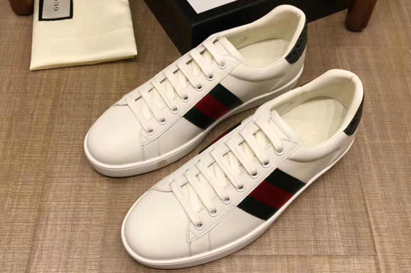 Gucci ‎386750 Ace embroidered sneaker White Leather Mens and Women Size