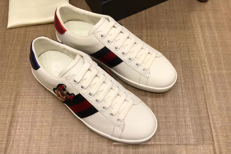 Gucci Ace embroidered sneaker White Leather Mens and Women Size