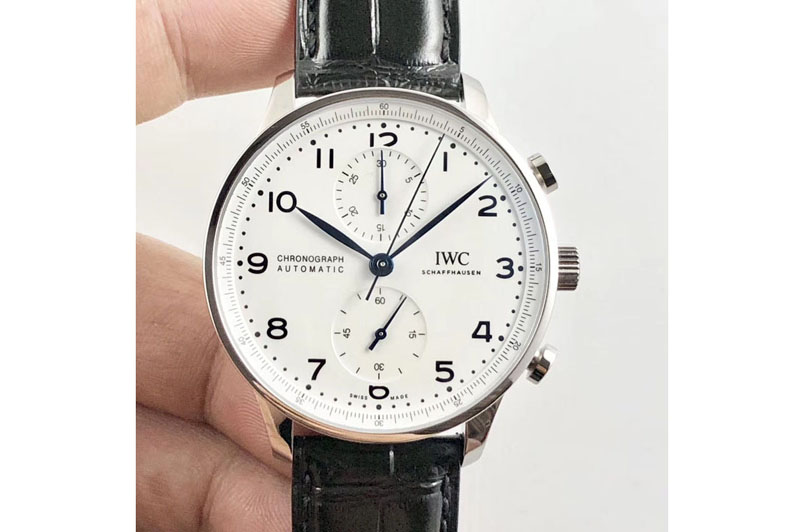 IWC Portuguese Chrono "150 Years" ZF 1:1 Best Edition White Dial on Black Leather Strap Cal.69355