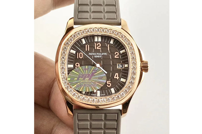 Patek Philippe Aquanaut 5067A PPF 1:1 Best Edition RG Brown Textured Dial on Brown Rubber Strap PP Cal.E23-250