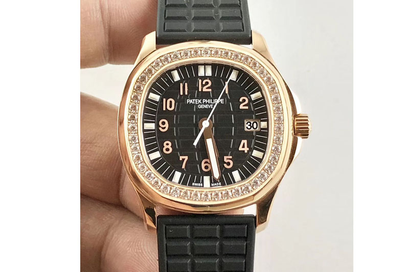Patek Philippe Aquanaut 5067A PPF 1:1 Best Edition RG Black Textured Dial on Black Rubber Strap PP Cal.E23-250