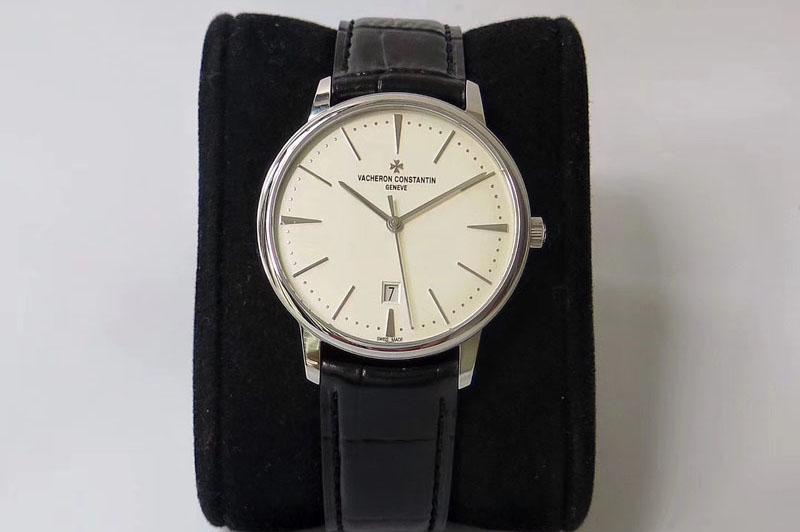 Vacheron Constantin Patrimony 85150 SS FK 1:1 Best Edition White dial on Black Leather Cal.2450SC