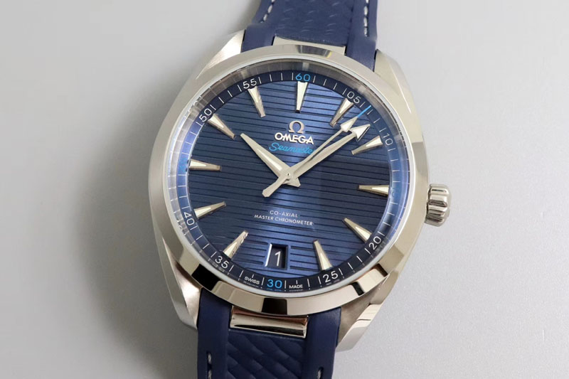 Omega Aqua Terra 150M Master Chronometers 3S 1:1 Best Edition Blue Dial Blue Hand on Blue Rubber Strap A8900 Super Clone