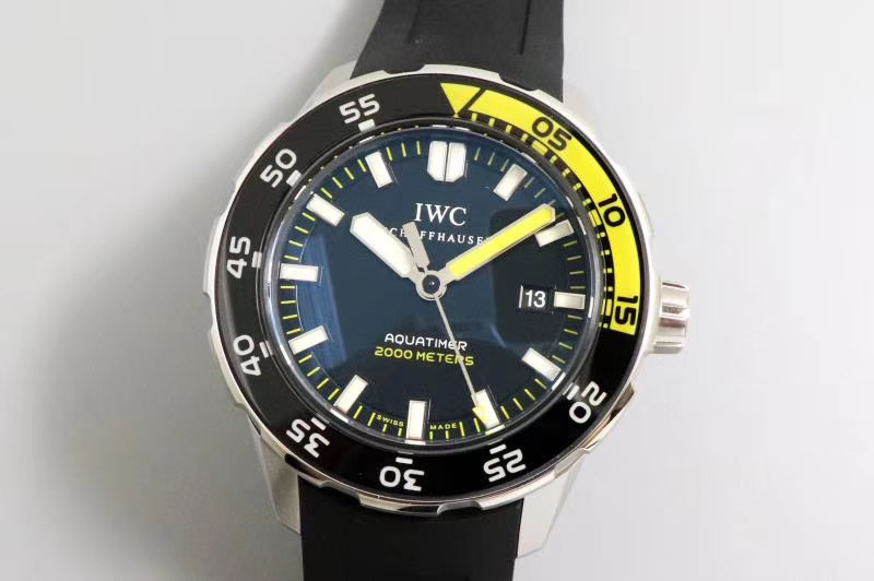 IWC Aquatimer SS IW356802 ZZF 1:1 Best Edition Black Dial on Black Rubber Strap MIYOTA9015