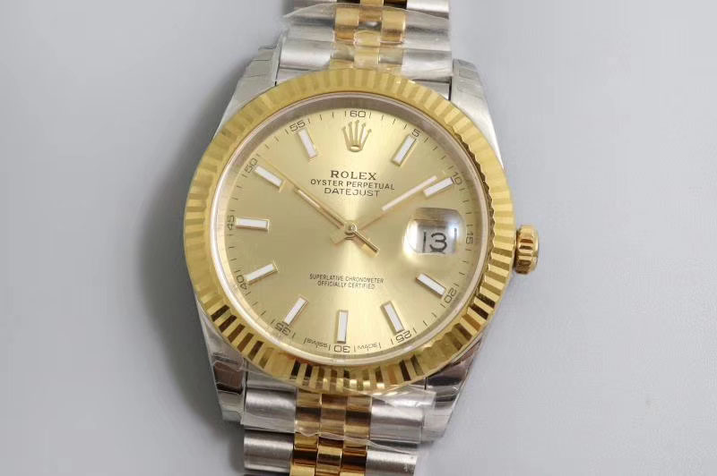 Rolex DateJust 41 126333 904L Yellow Gold DJ Best Edition YG Dial Stick Markers on SS/YG Jubilee Bracelet A2824