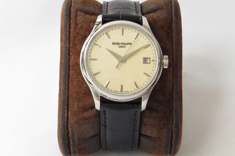 Patek Philippe Calatrava 5227 SS ZF 1:1 Best Edition White Dial on Black Leather Strap 324CS (Free box)