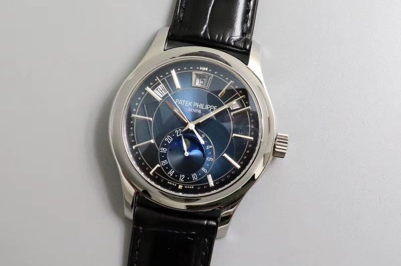 Patek Philippe Annual Calendar 5205G GRF Best Edition Blue Dial on Black Leather Strap A324