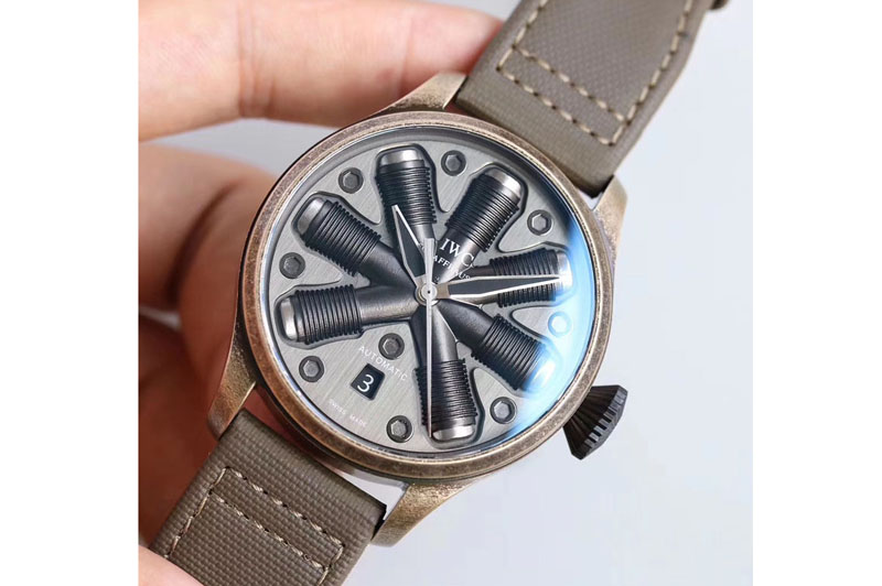 IWC Big Pilot Concept Edition Aged Case Black Dial on Brown Nylon Strap MIYOTA 8215