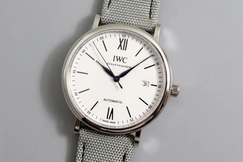 IWC Portofino Automatic Edition 150 Years IWS Best Edtion White Dial on Gray Nylon Strap A2892