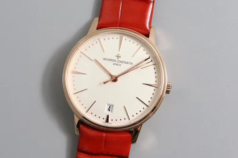 Vacheron Constantin Patrimony 84100U Ladies MKS Best Edtion RG/LE White Dial Red Leather Strap Cal.2450