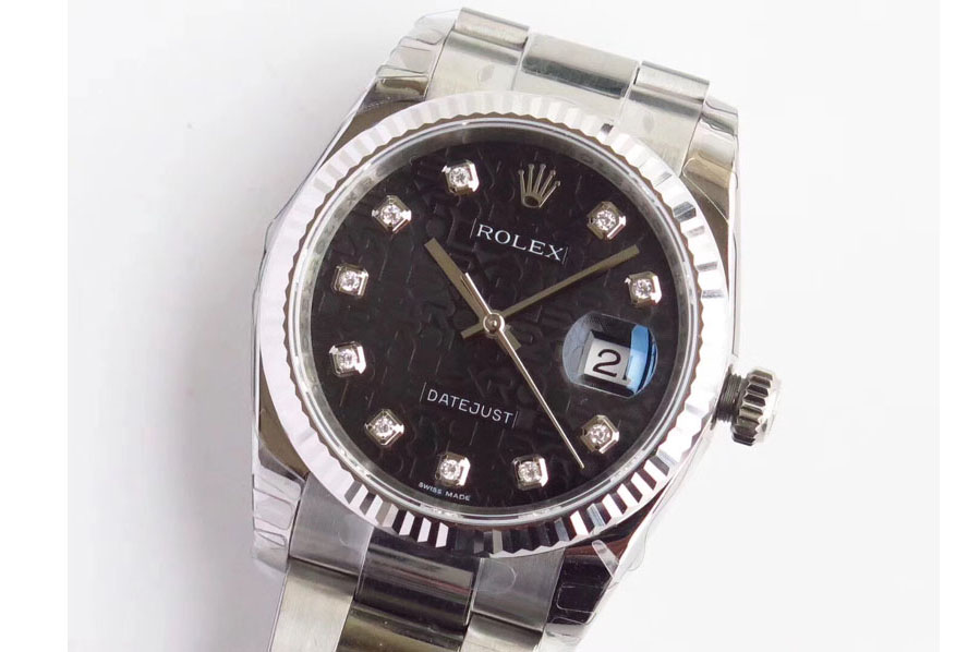Rolex Datejust 36mm 116234 V2 DJF Super 1:1 Best Edition Real Diamond Black Jubilee Dial On SS Jubilee Bracelet SA3135