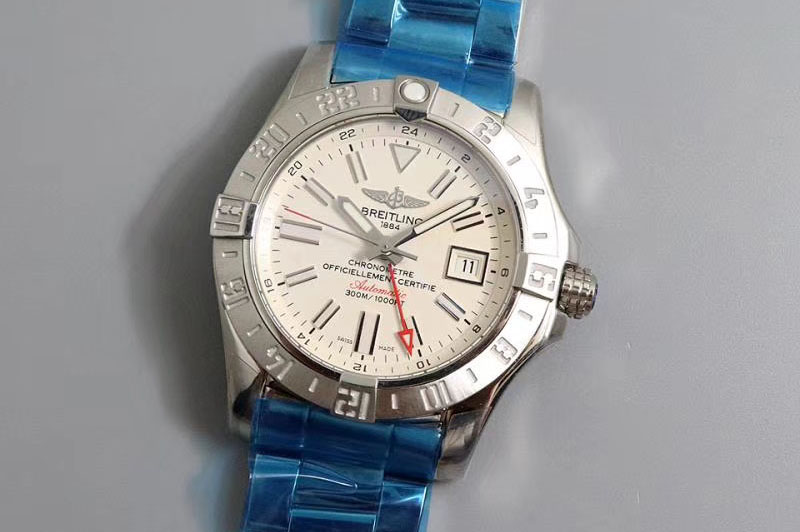 Breitling Avenger GMT SS GF 1:1 Best Edition White Dial Stick Markers on SS Bracelet A2836