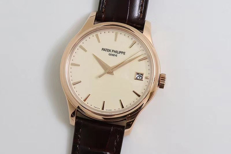 Patek Philippe Calatrava 5227R RG ZF 1:1 Best Edition White Dial on Brown Leather Strap A324CS