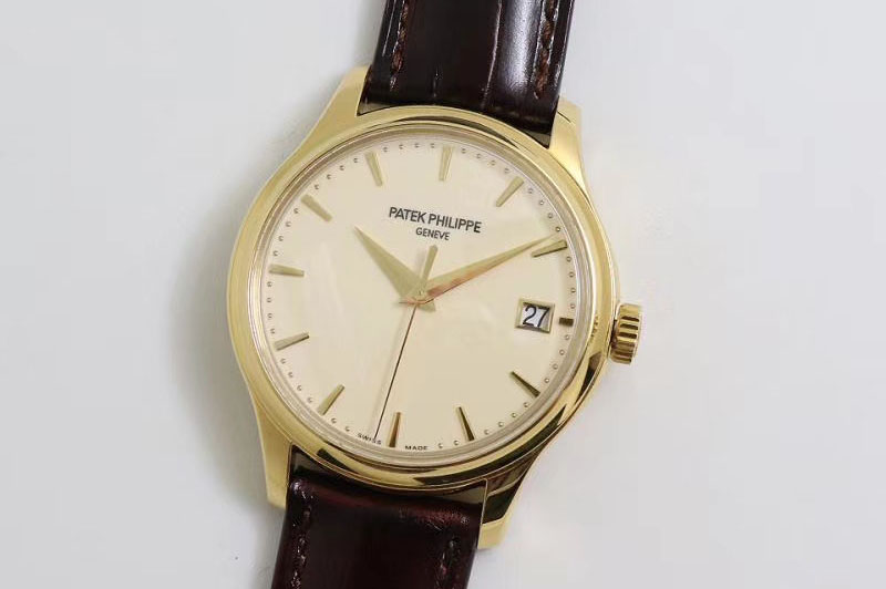 Patek Philippe Calatrava 5227J YG ZF 1:1 Best Edition White Dial on Brown Leather Strap A324CS