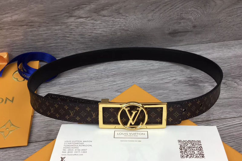 Louis Vuitton M0125 LV Dauphine 25mm Reversible belts Monogram Canvas Silver/Gold Buckle