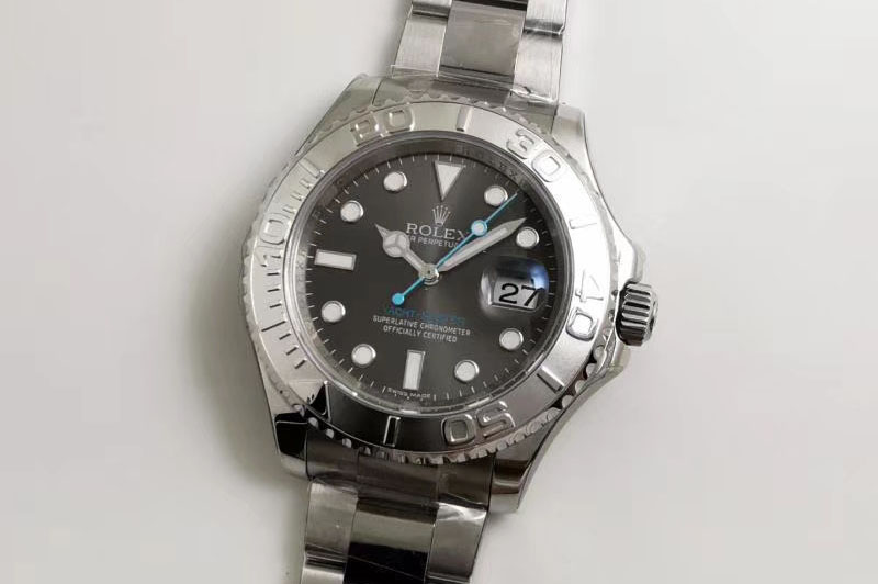 Rolex Yacht-Master 116622 1:1 Noob Best Edition 904L Steel Gray Dial Blue Hand on Bracelet SA3135