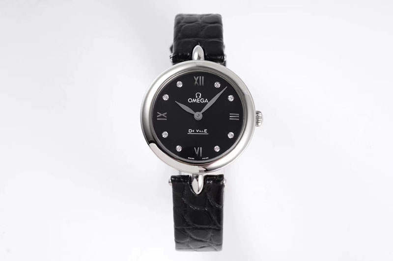 Ladies Omega 424.13.27.60.55.001 De Ville Prestige GS Best Edtion SS/LE Black Dial Black Strap Swiss Quartz Watches