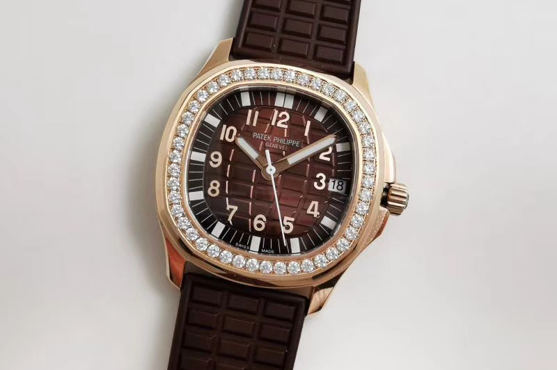 Patek Philippe Aquanaut 5068 RG PPF 1:1 Best Edition Brown Textured Dial on Brown Rubber Strap 324CS