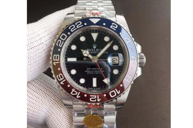 Rolex GMT Master II 126710 BLRO Real Ceramic 904L SS Noob 1:1 Best Edition on Bracelet A3285 (Correct Hand Stack)