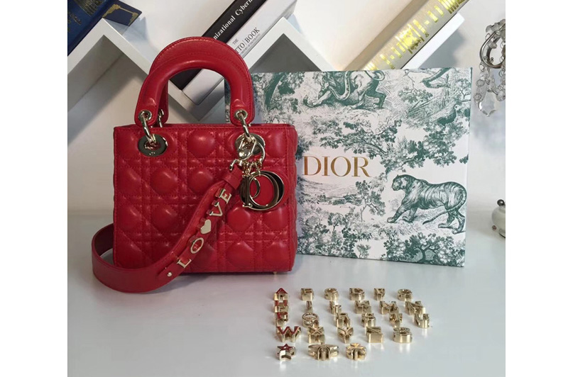 Dior M0538 My ABCDior Lambskin Bags Red Lambskin Leather