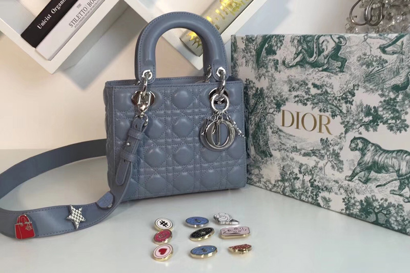 Dior M0538 My ABCDior Lambskin Bags Blue Lambskin Leather