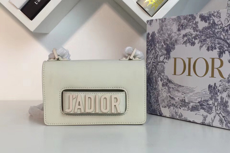 Lady Dior M9002 J'Adior Calfskin Flap Bags Off-white Calfskin Leather