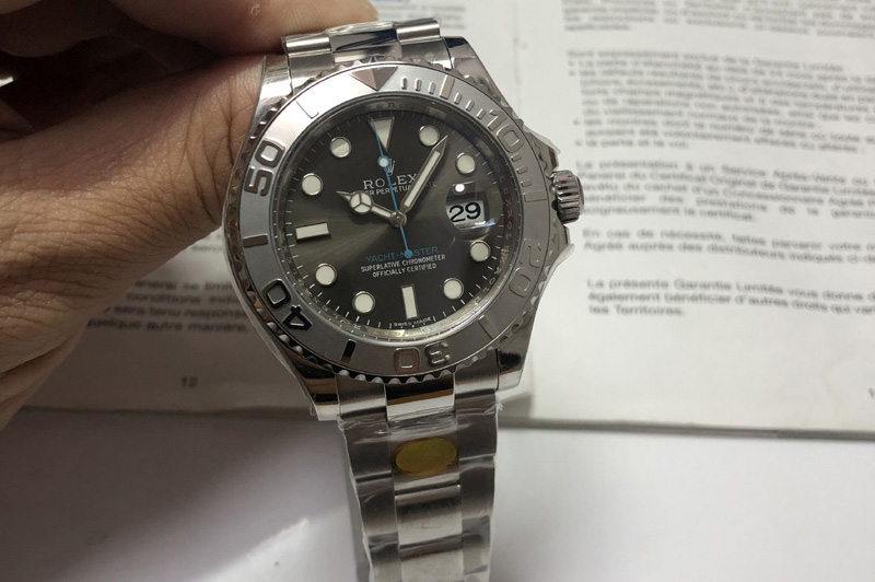 Rolex Yacht-Master 116622 1:1 Noob Best Edition 904L Steel Gray Dial Blue Hand on Bracelet SA3135