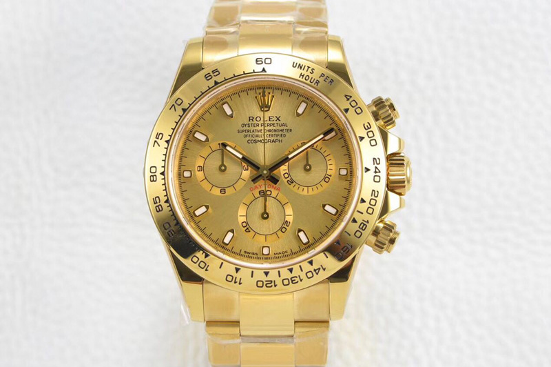 Rolex Daytona 116508 YG Noob 1:1 Best Edition 904L SS Case and Bracelet Yellow Gold Dial SA4130