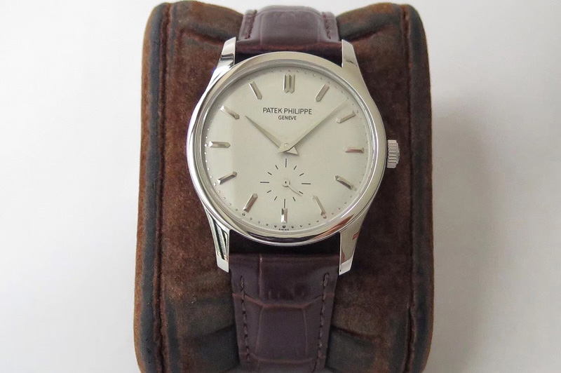 Patek Philippe Calatrava 5196 SS White Dial on Brown Leather Strap A23J